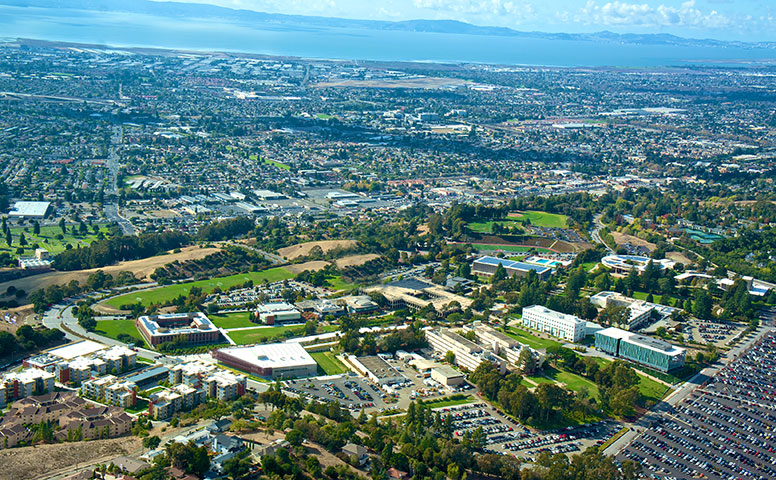 View of campus and bay