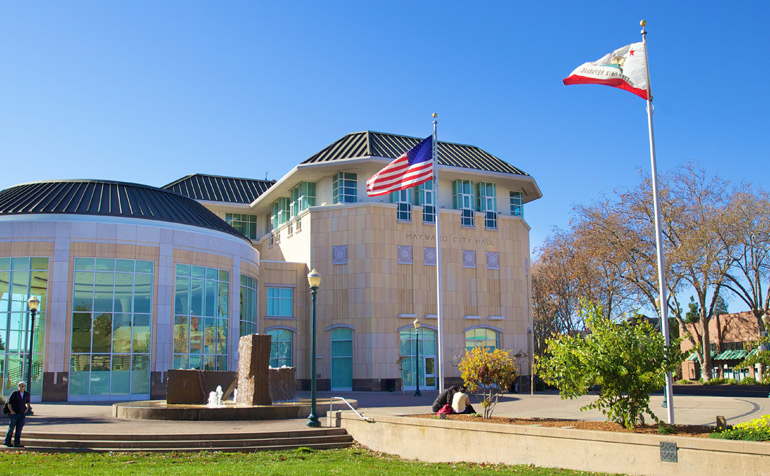 Front view of Hayward City Hall