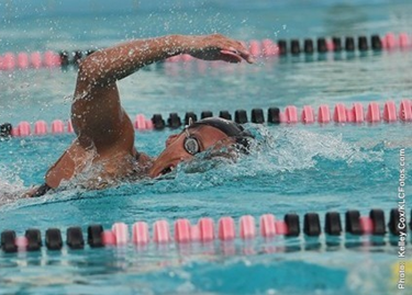 Pioneer Jenel Lopez set a personal best record in the 800 free relay. (By: Kelley Cox/CFotos.com)