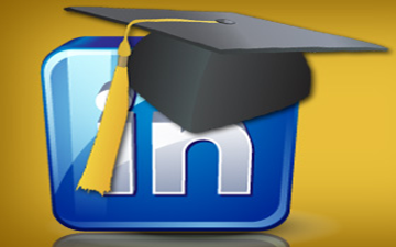 Linkedin logo with a graduate cap.