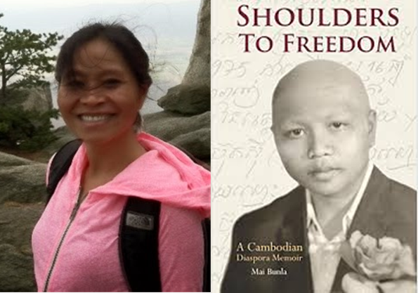 Mai Bunla and a book cover, Shoulders to Freedom