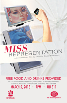 Poster of the Miss Representation screening on the CSUEB Hayward campus.
