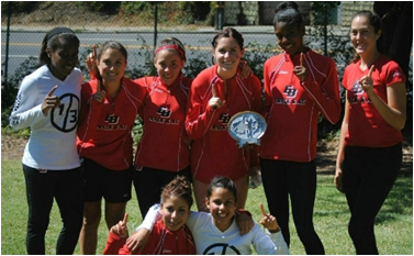 Team of CSUEB women's cross country. For the second straight year, Pioneer women's cross country team defeated CCAA opponents Sonoma State and Cal State Monterey Bay to claim the team title at the Mills Invitational on September 15.