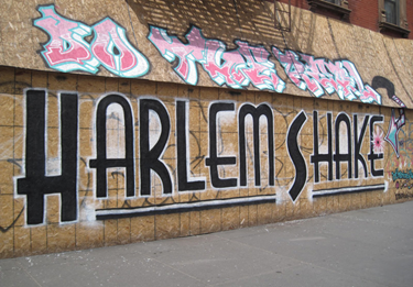 graffiti on a wall with "Harlem Shake" spelled out.  CSUEB professor emeritus Benjamin Bowser was interviewed by NPR for "When the kids own America". 