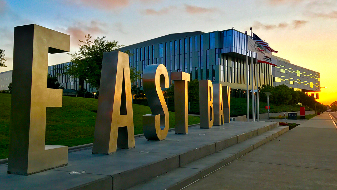 East Bay monument letters at sunset