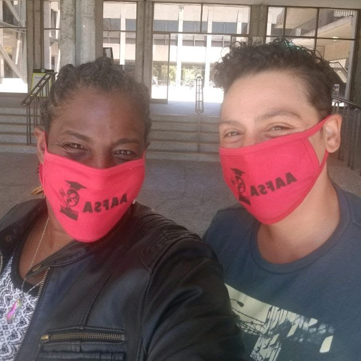 Jess and Darice donning their AAFSA masks