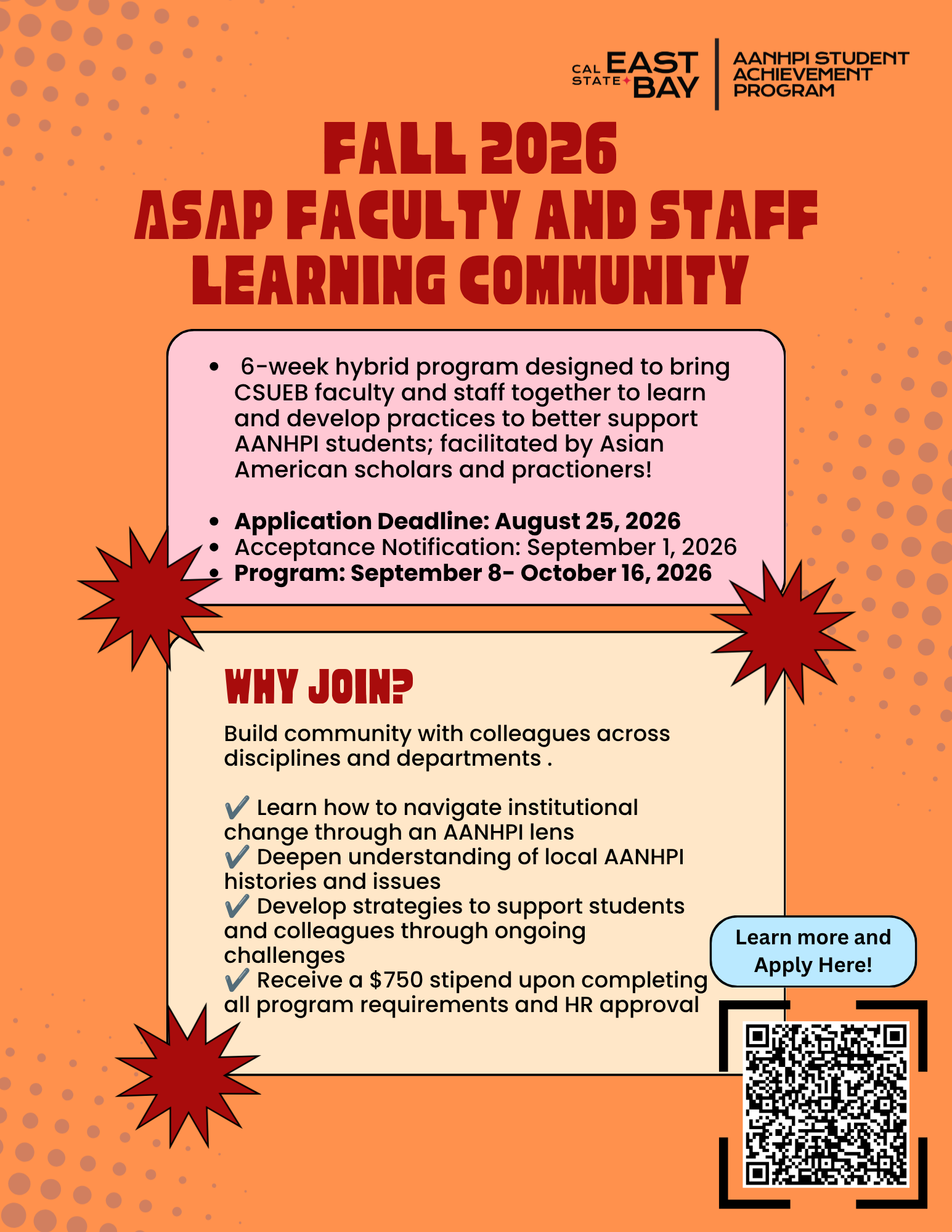 orange background for the Faculty and Staff Learning Community-Fall 2026