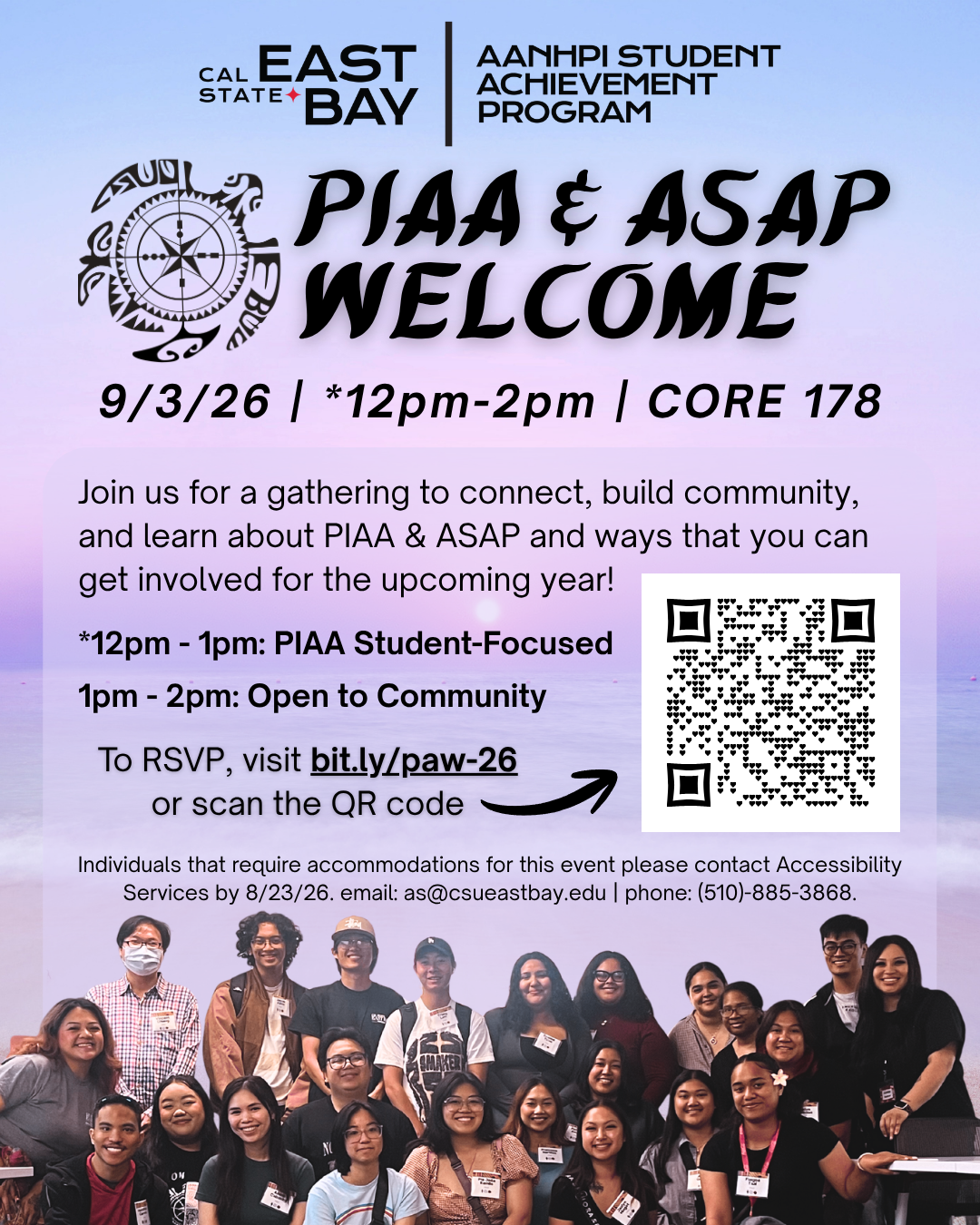 purple background and students on the bottom with PIAA and ASAP Welcome in the center