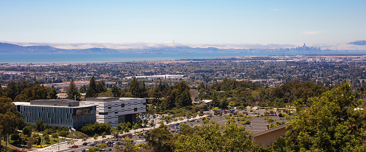 Cal State East Bay campus sitting over the East Bay