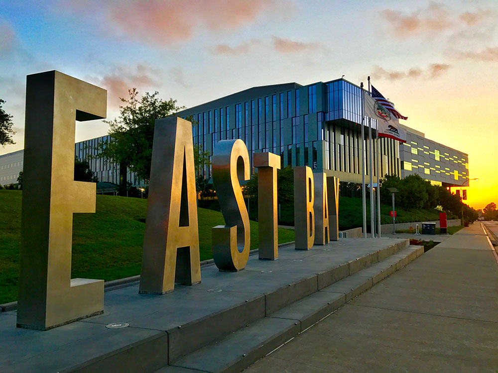 East Bay sign at sunset