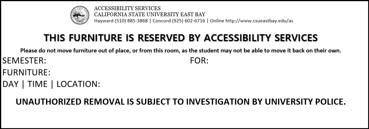 Example form for reserved furniture