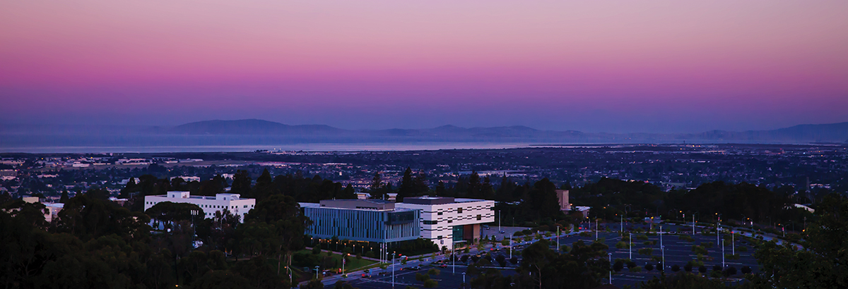 Sunrise aerial shot of campus