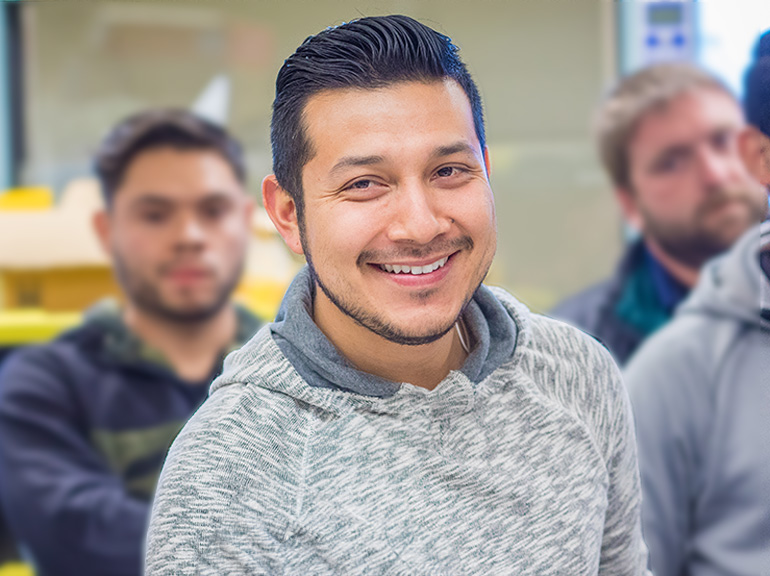 Male student smiling