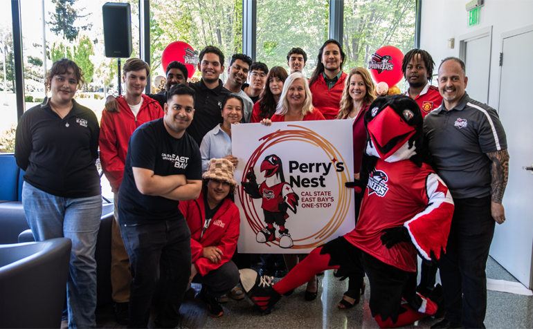 Student Worker Outside Perrys Nest