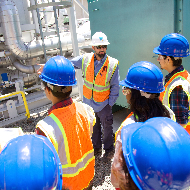 construction students learning on site