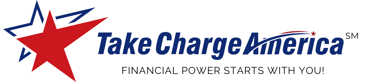 A logo that says "Take Charge America in blue and a red star to the right.