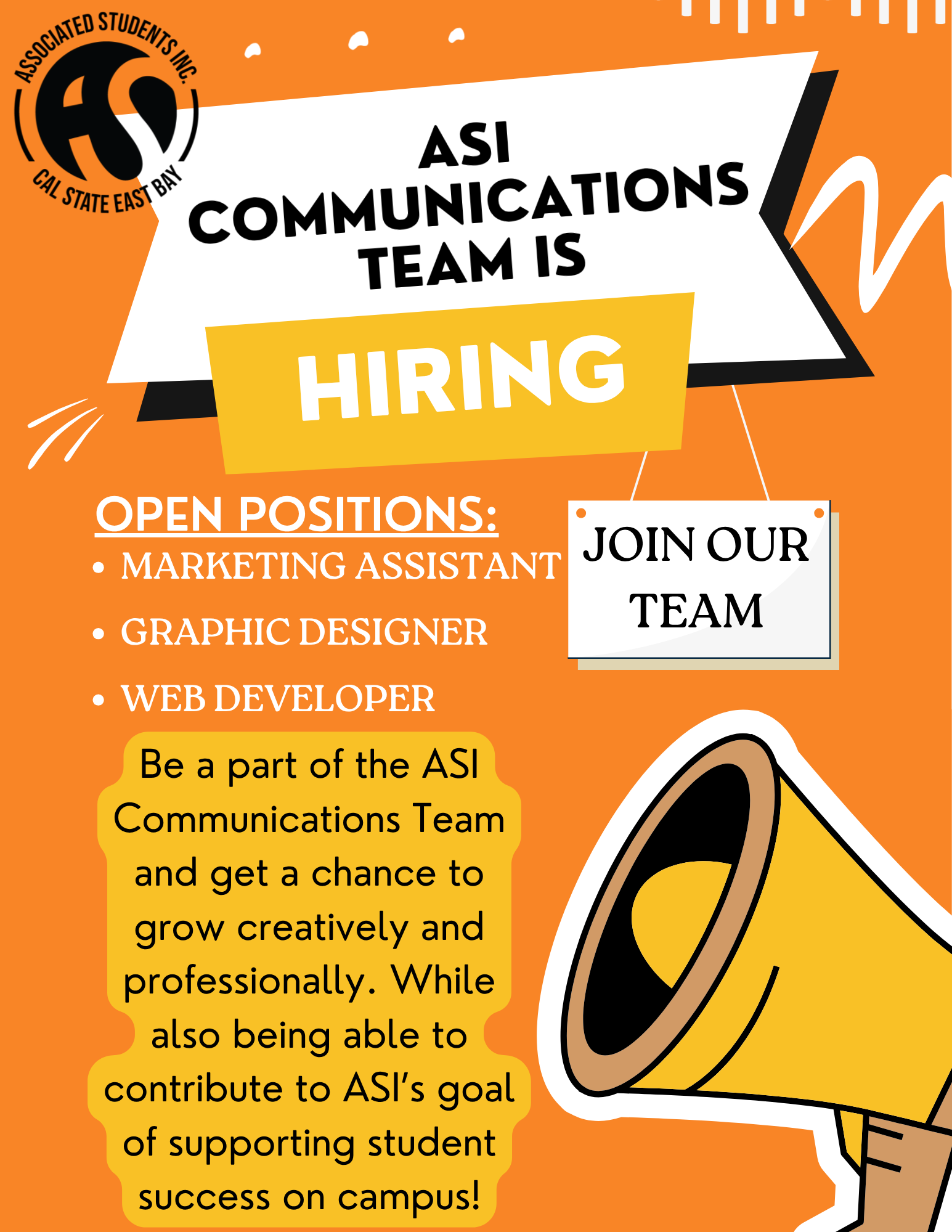 Communication Team opportunity at ASI Cal State East Bay