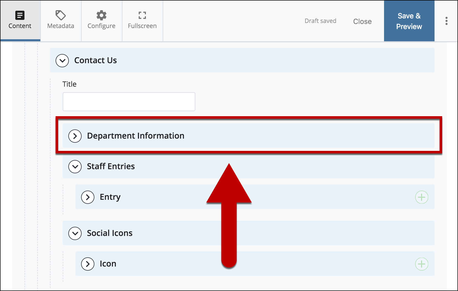 select department information