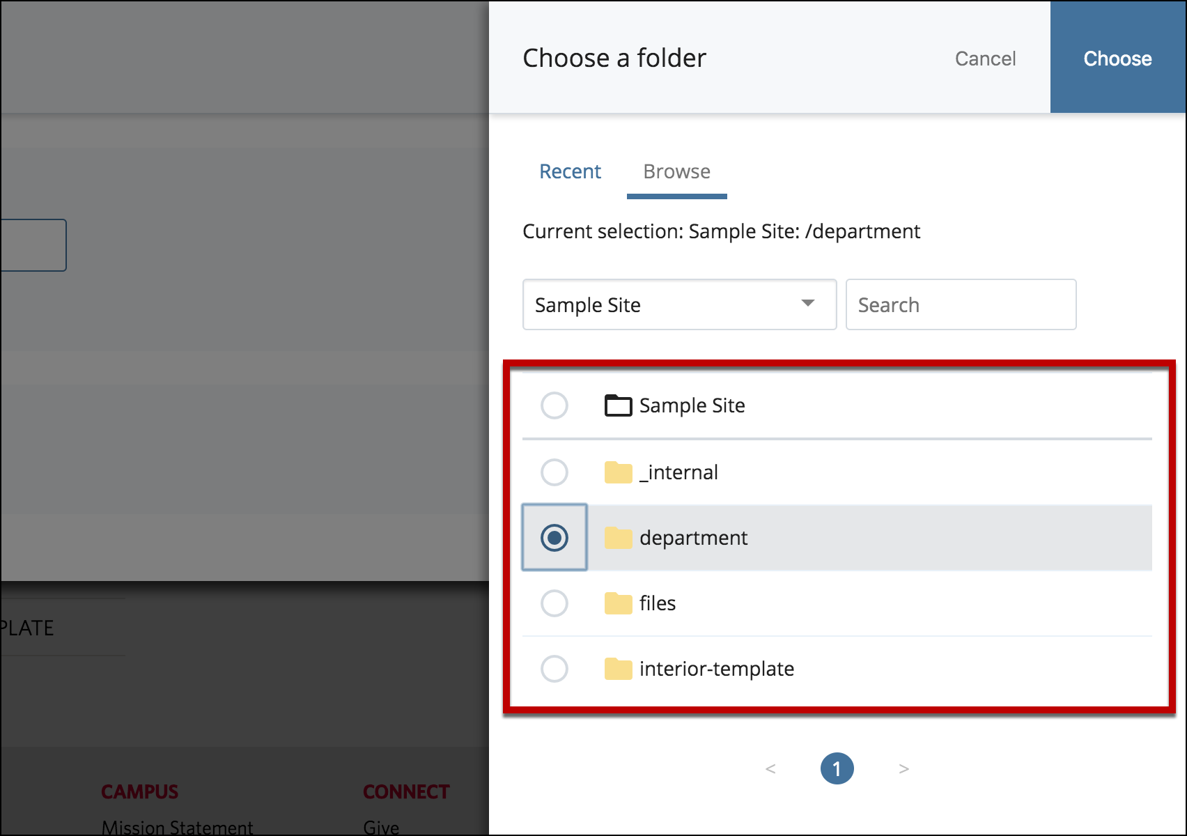 select new location for asset