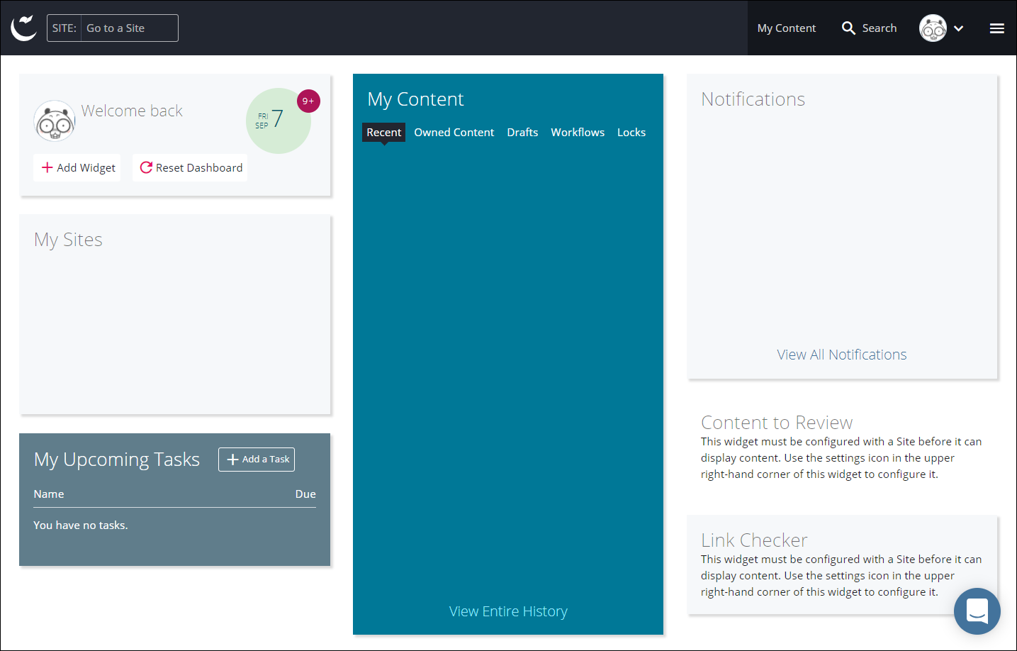 dashboard of cascade after changing the profile image