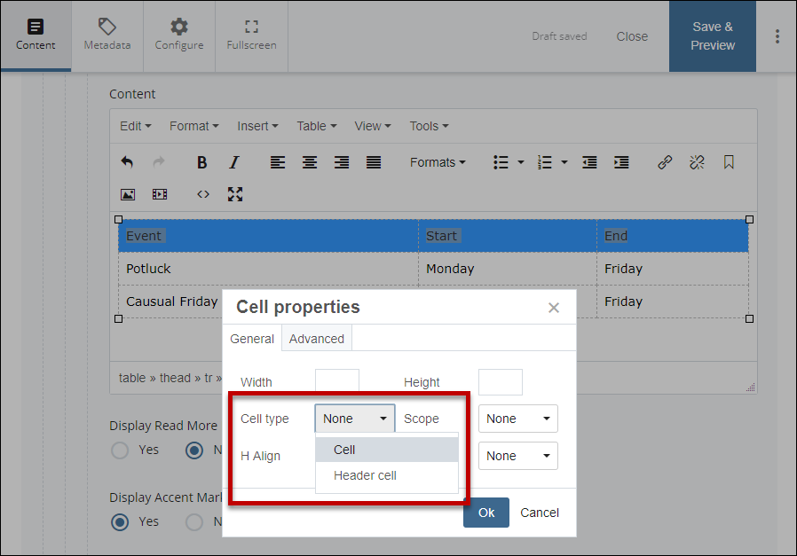 change cell body to cell header