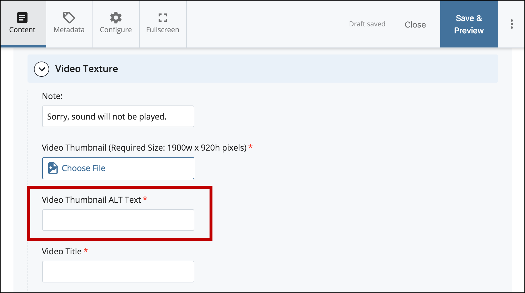 add alt text to video
