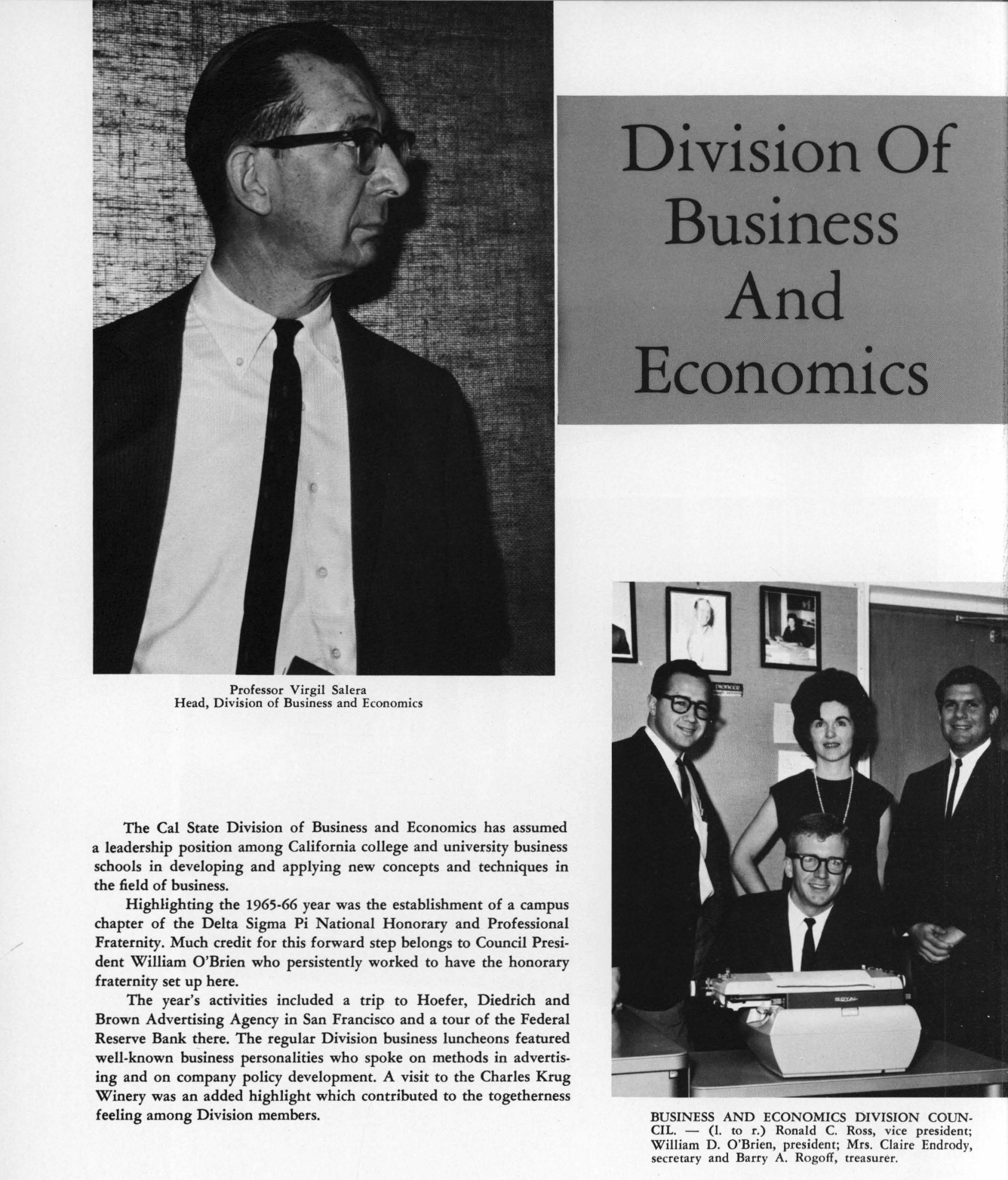Division of Business & Economics from 1966