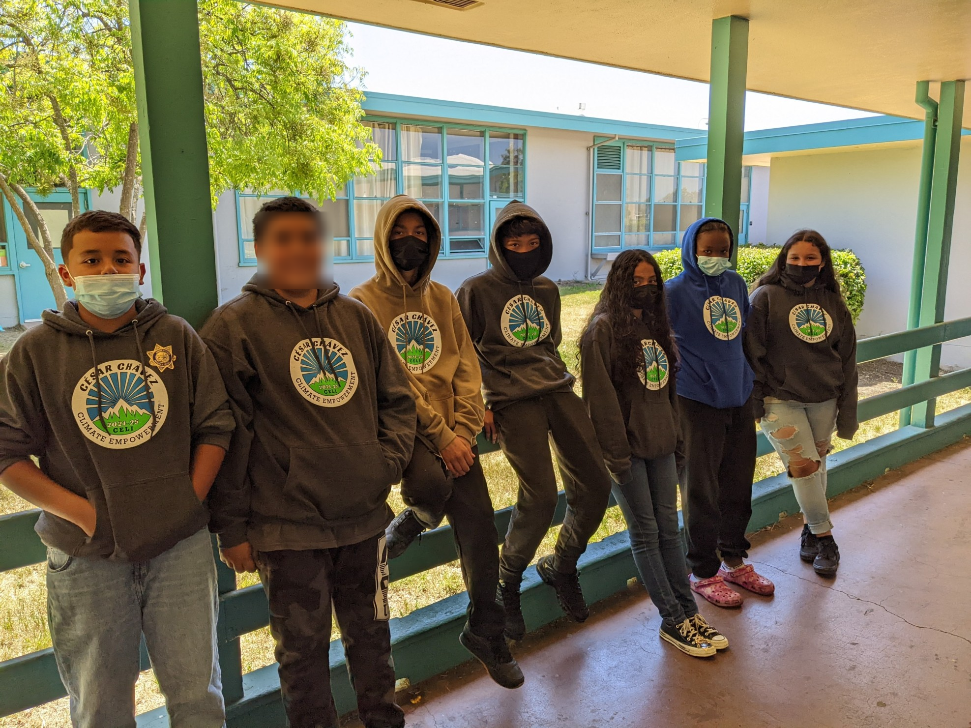 Cesar Chavez students wearing CELI hoodies.