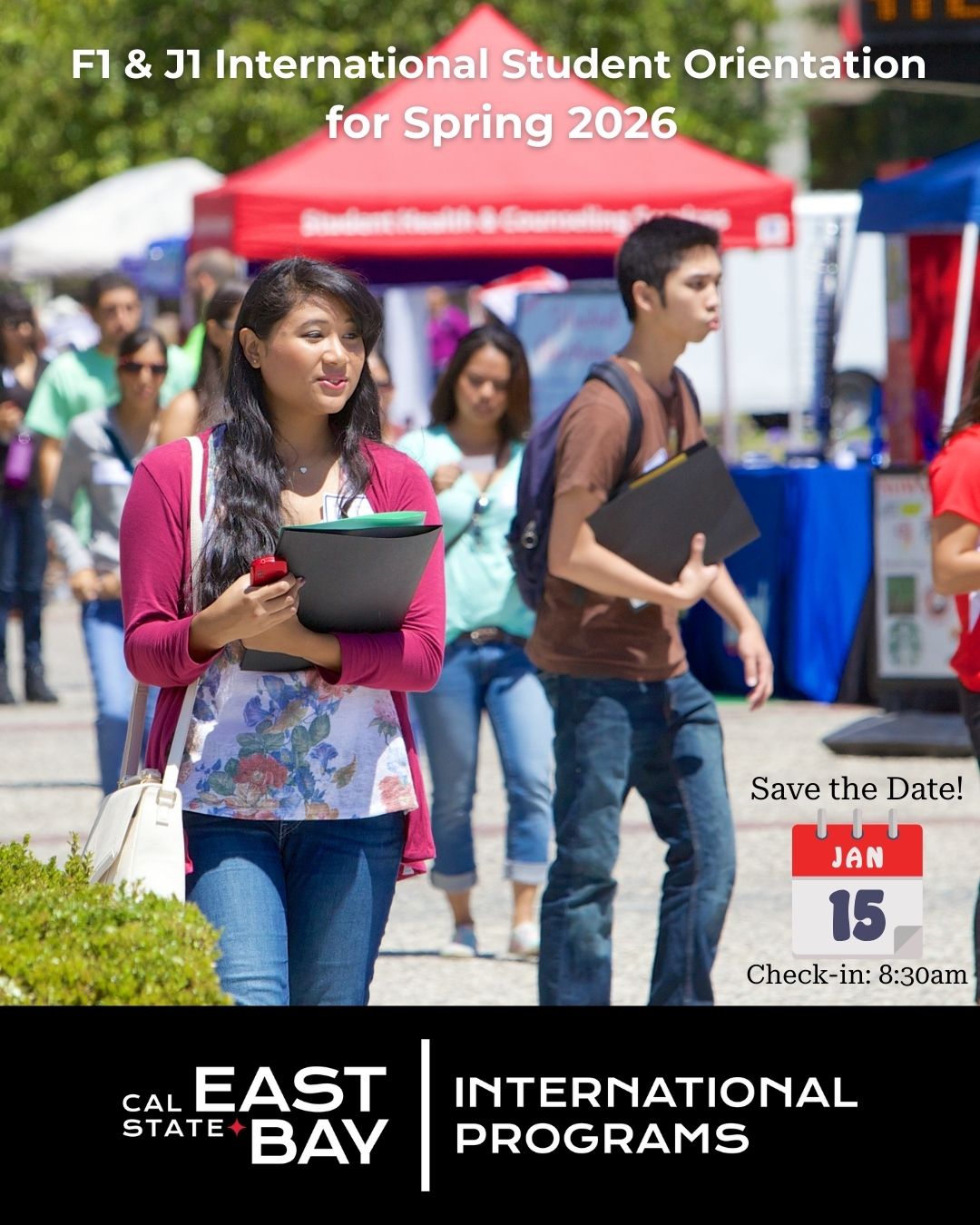 Save the date post with pictures of students at orientation