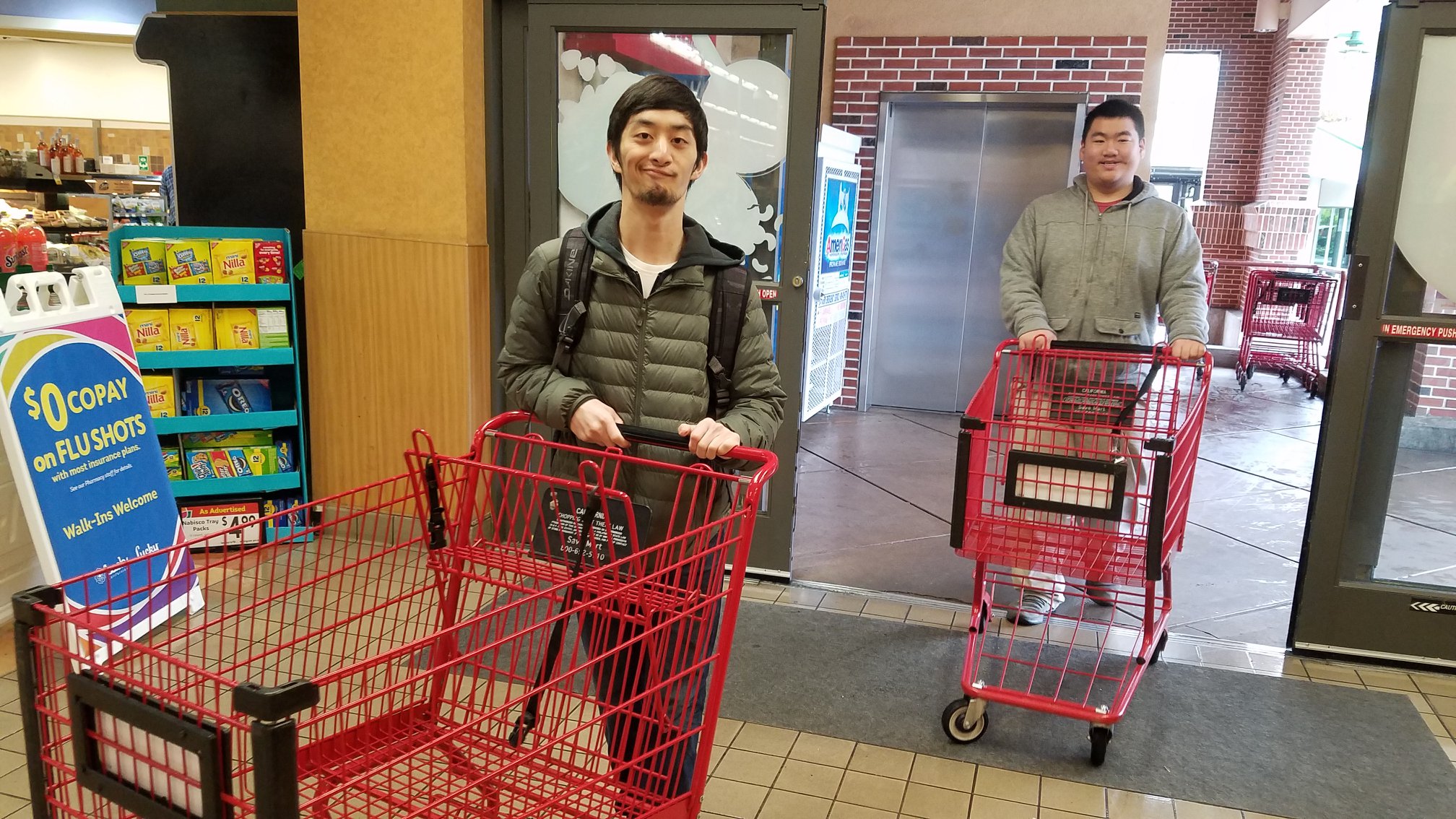Two students on a CLP grocery outing