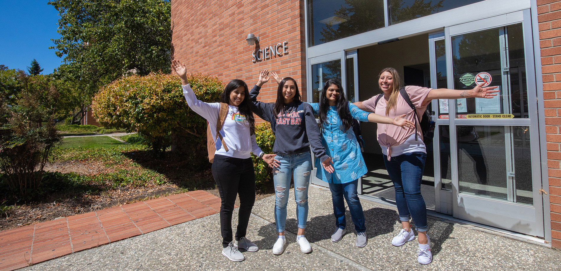 Students outside Science Building