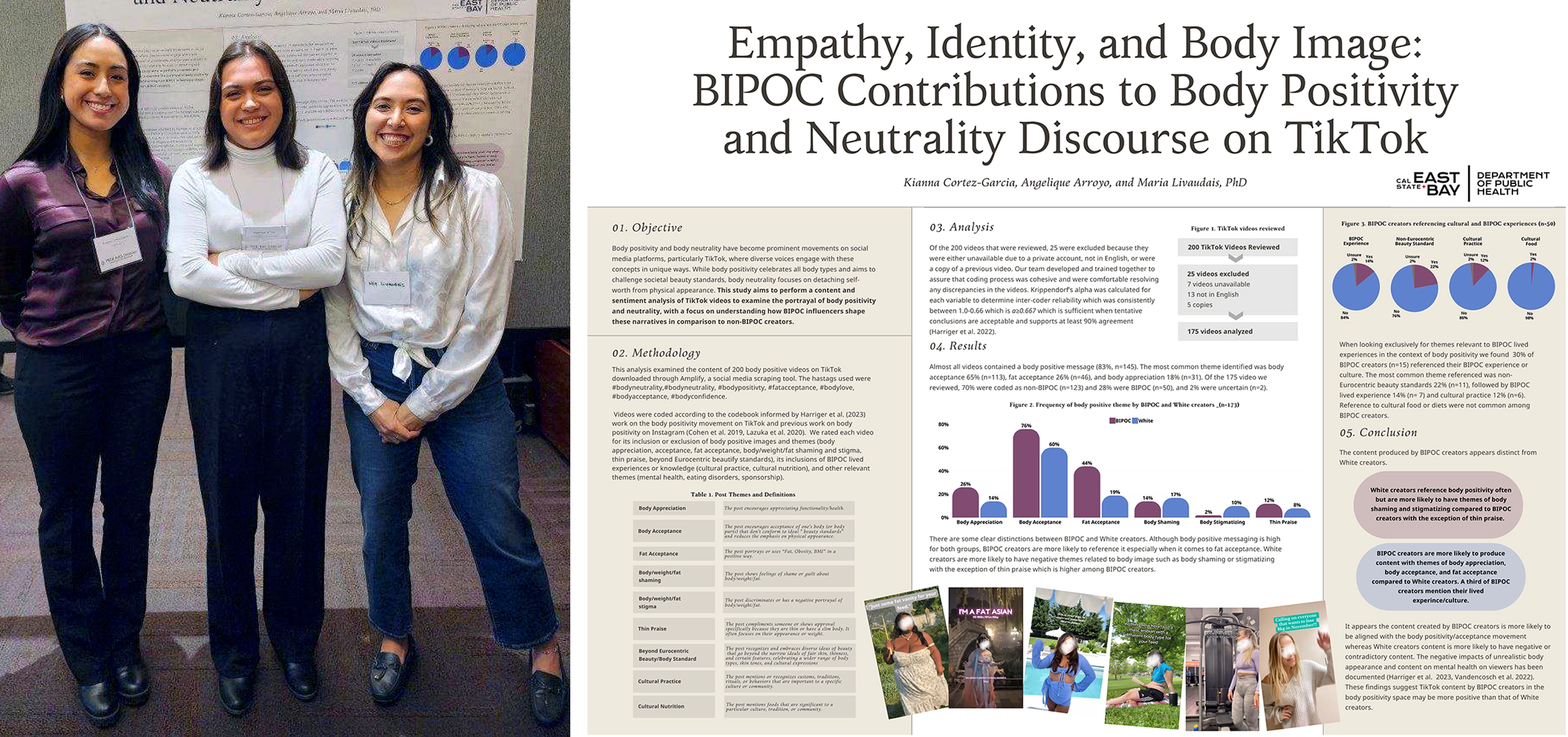 Students Kianna Cortez-Garcia and Angie Arroyo and Assistant Professor, Mia Livaudais in front of poster.