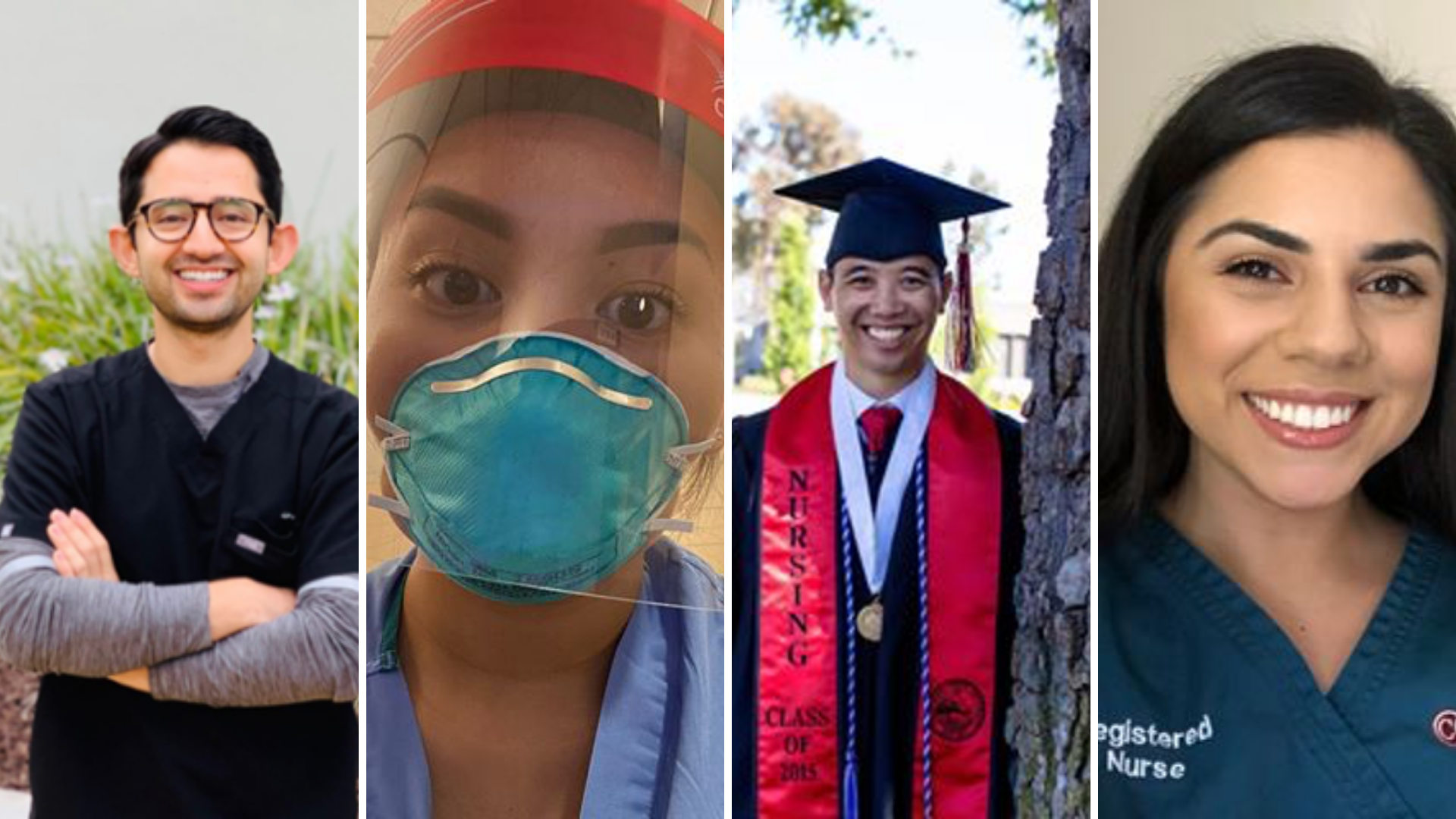 four nurses smiling in a collage 