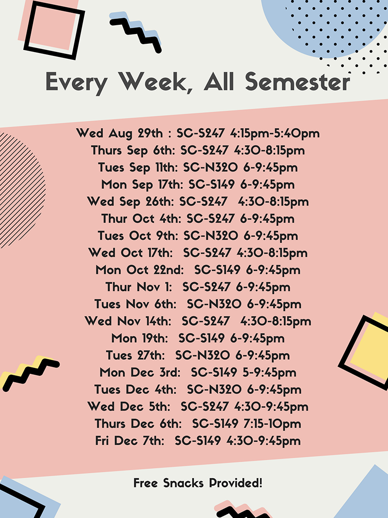 Study buddy times listed