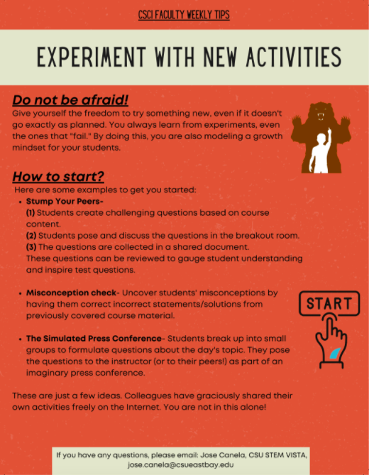 Infographic about Experimenting with New Activities