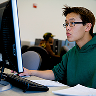 A student works on a computer