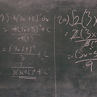 Equations on a chalkboard