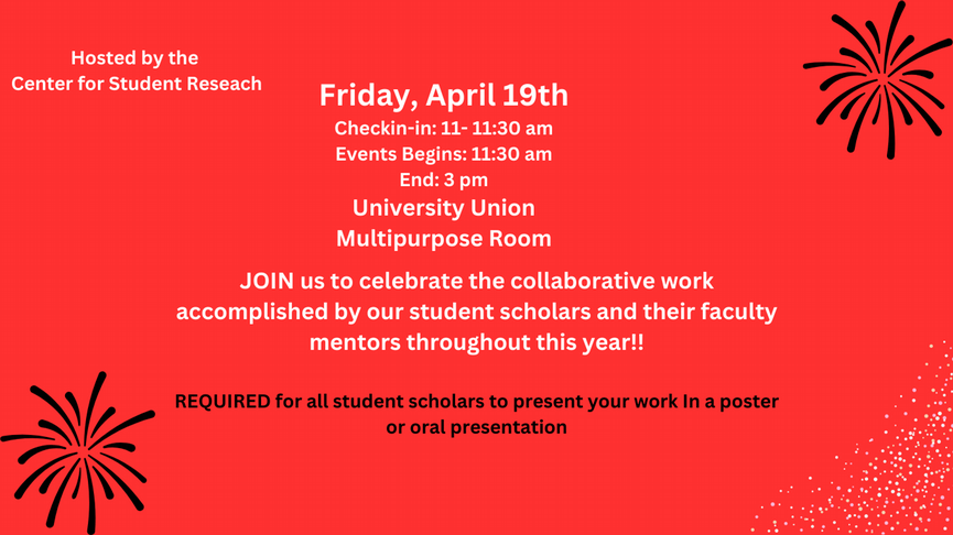 CSUEB 2024 Showcase. April 19th, 2024. noon-3:00pm. University Union Multi-Purpose Room. The CSUEB Showcase highlights the exciting research that students at CSUEB have done this past year.  Students will present their research in poster sessions and oral presentations.