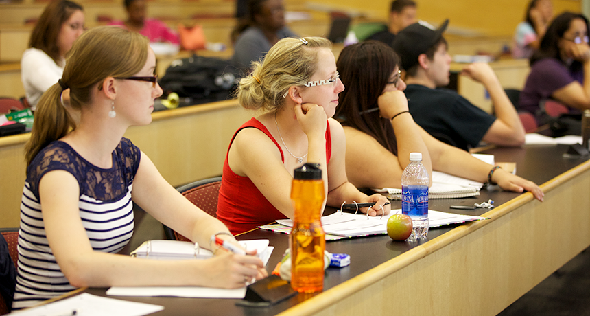 student in classroom