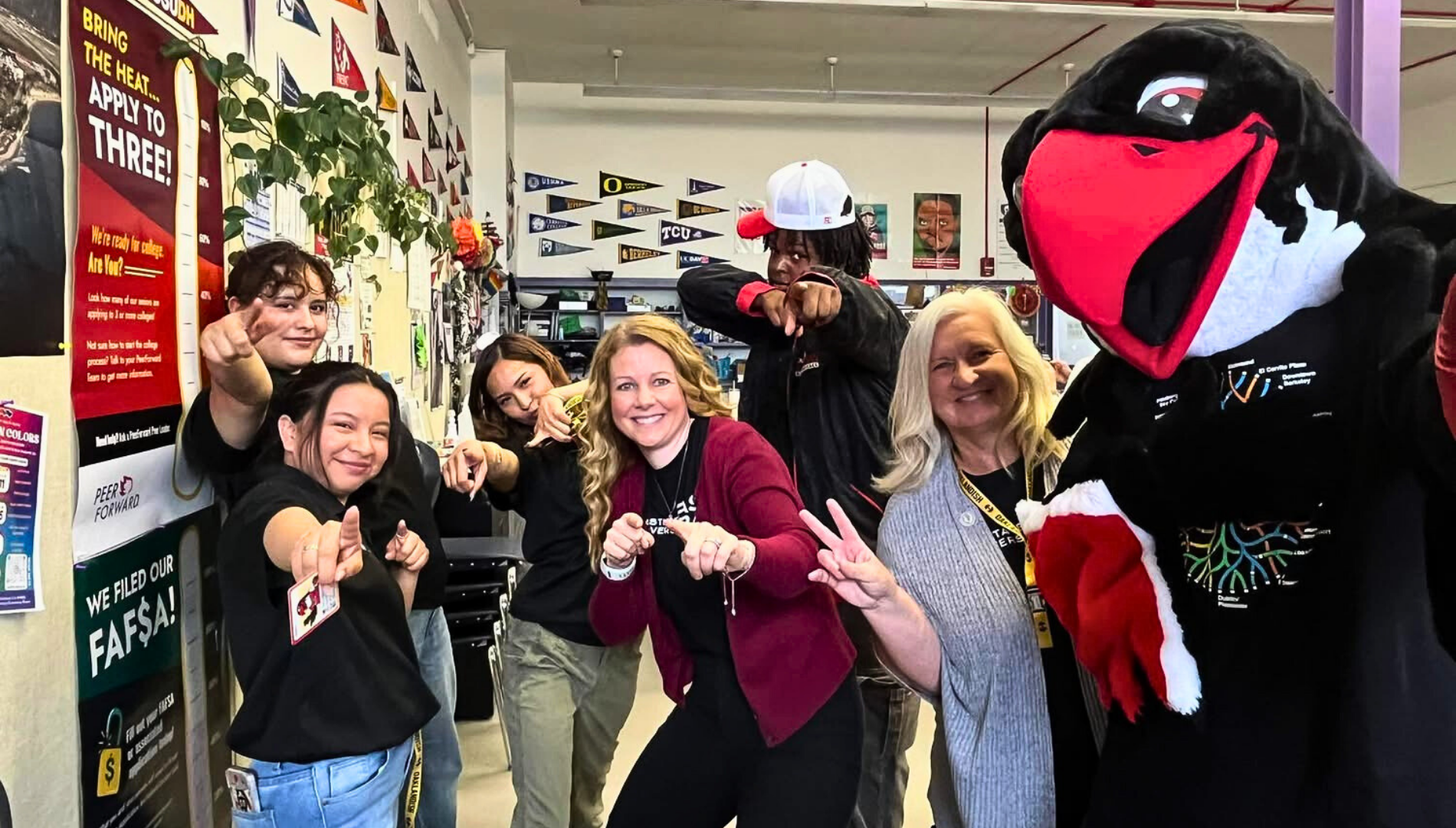 Perry taking picture with students of NVUSD