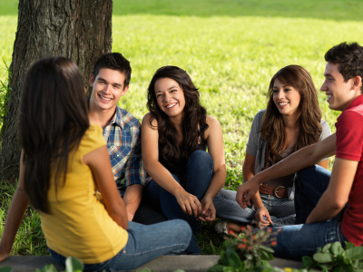 Students discussing studies