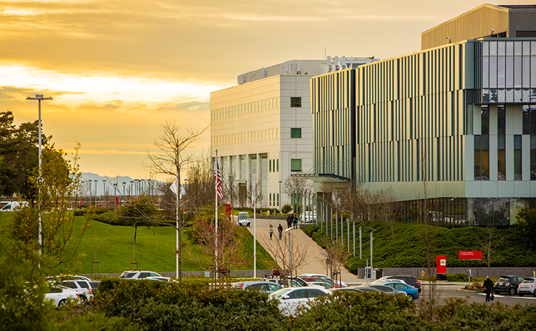 Student Administration building with yellow sunset