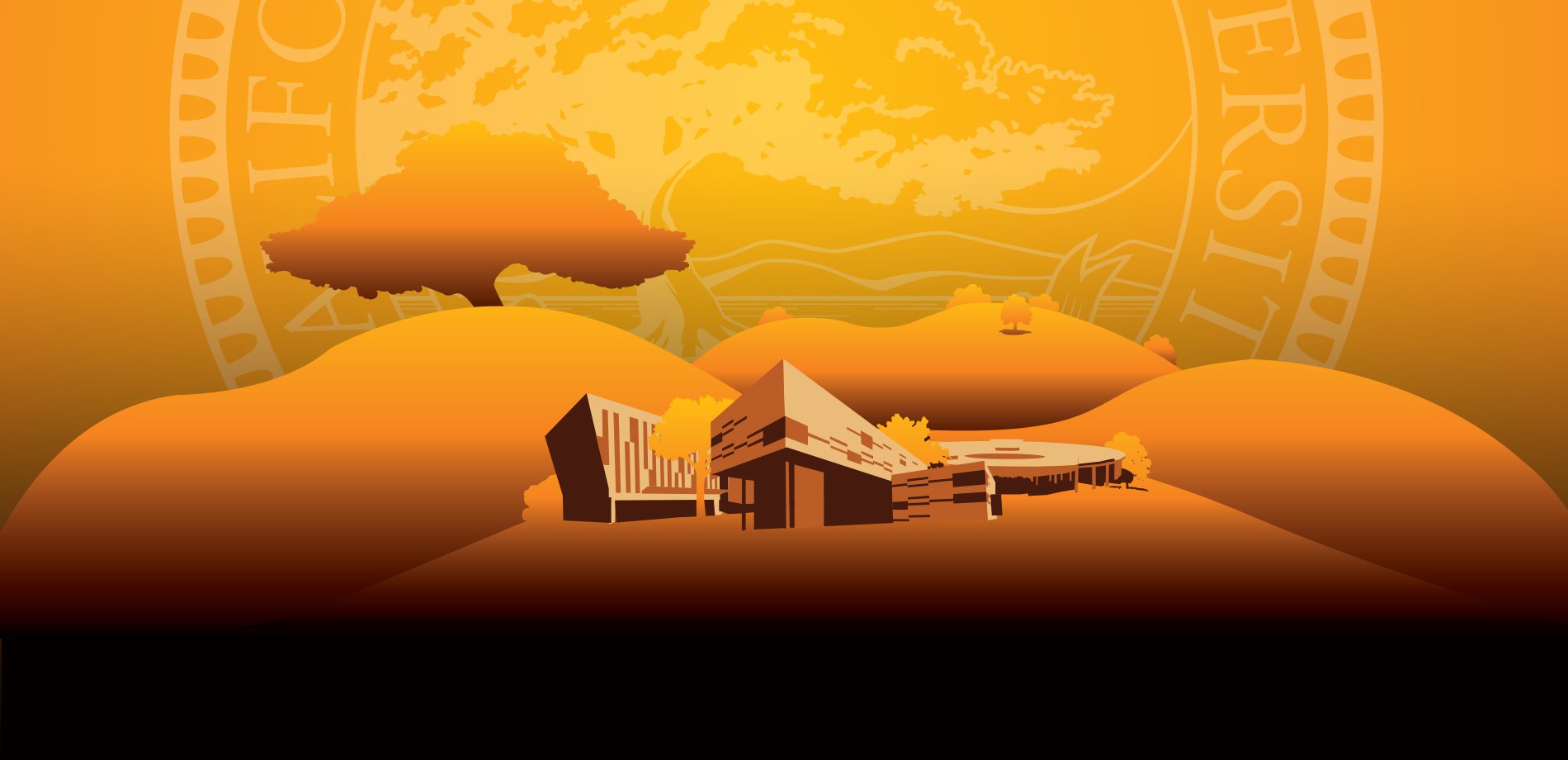 image of the East Bay campus with a dark yellow background.  The title states General Education.