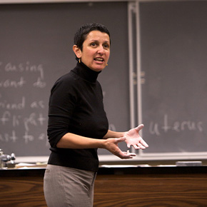 teacher speaking in classroom 