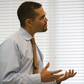 teacher speaking in classroom 