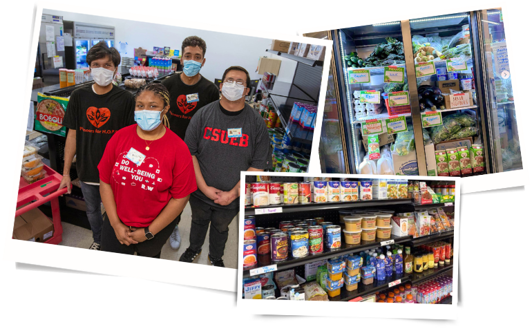 Collage of HOPE's Food Pantry and staff