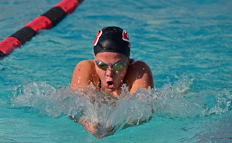 Swimmer slices through the water