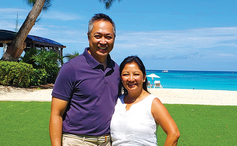 Mike and Arlene Abary with the beach as a background