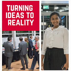 Student standing at event 