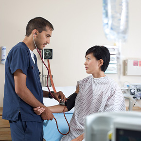 nurse helping patient 